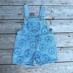Load image into Gallery viewer, Peace Out Embroidered Denim Overall
