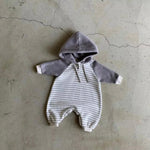 Load image into Gallery viewer, BABY Stripe Hooded Jumpsuit
